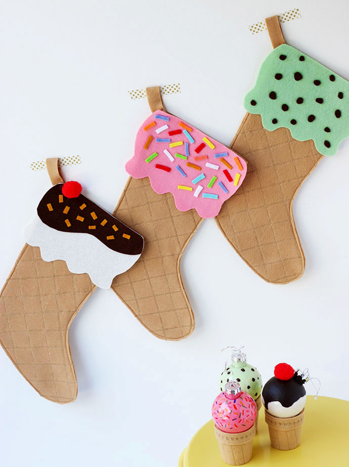 DIY Ice Cream Cone Christmas Stocking mypoppet.com.au