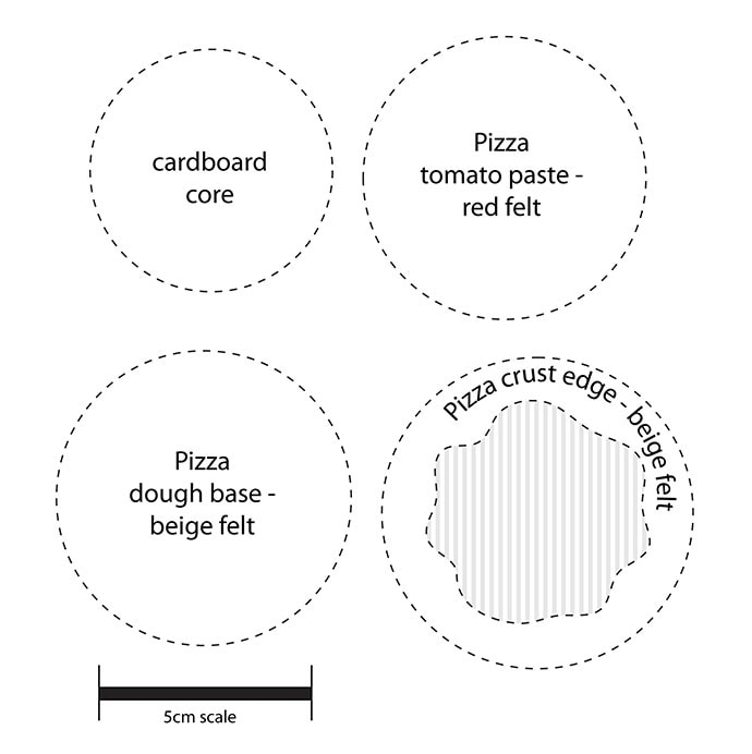 Mini felt pizza pattern 