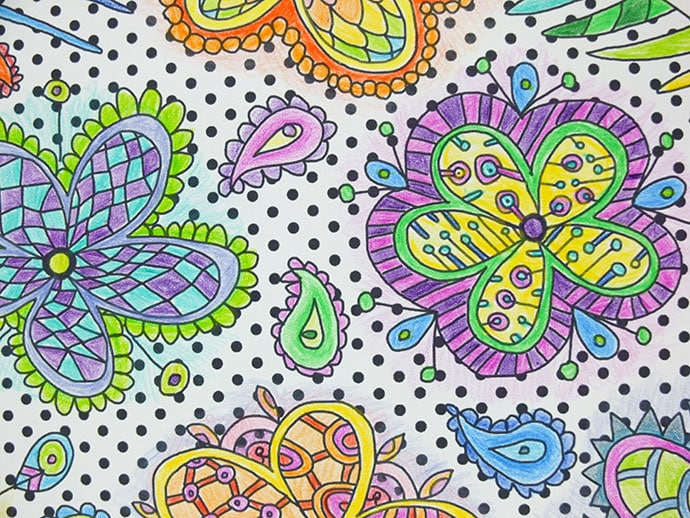 Detail - Easter floral colouring page