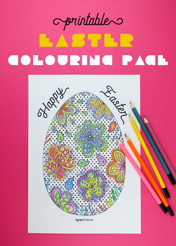 Printable Easter Egg Colouring Page - Adult coloring page - mypoppet.com.au 