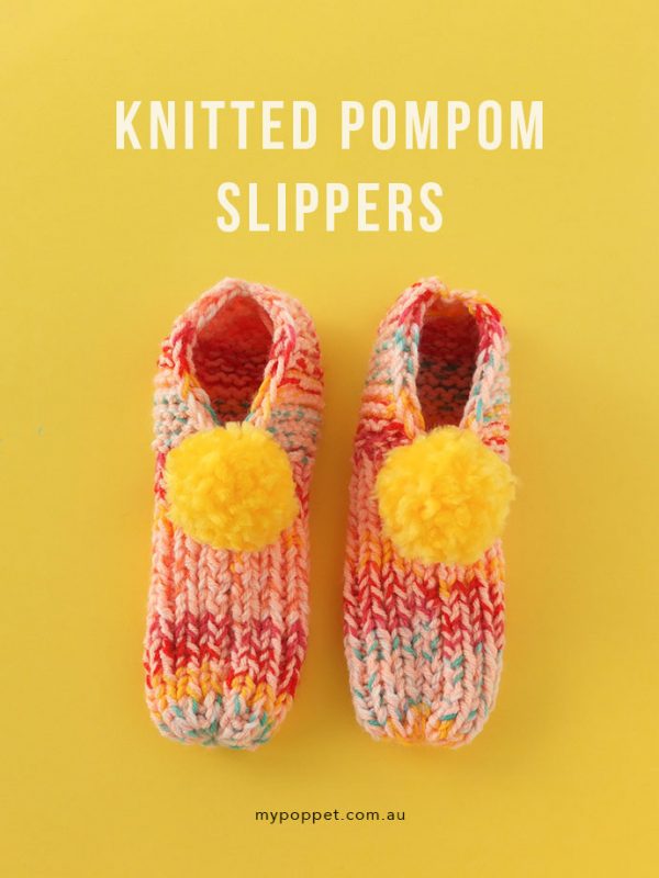 Knitted Pom Pom Slippers My Poppet Makes