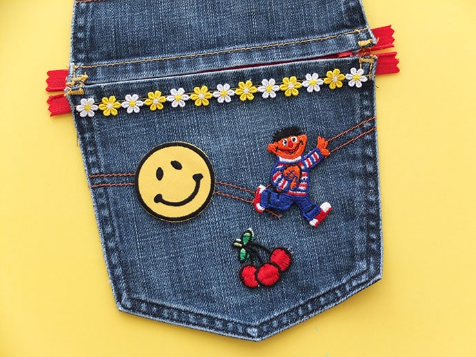 sew on patches to denim jeans