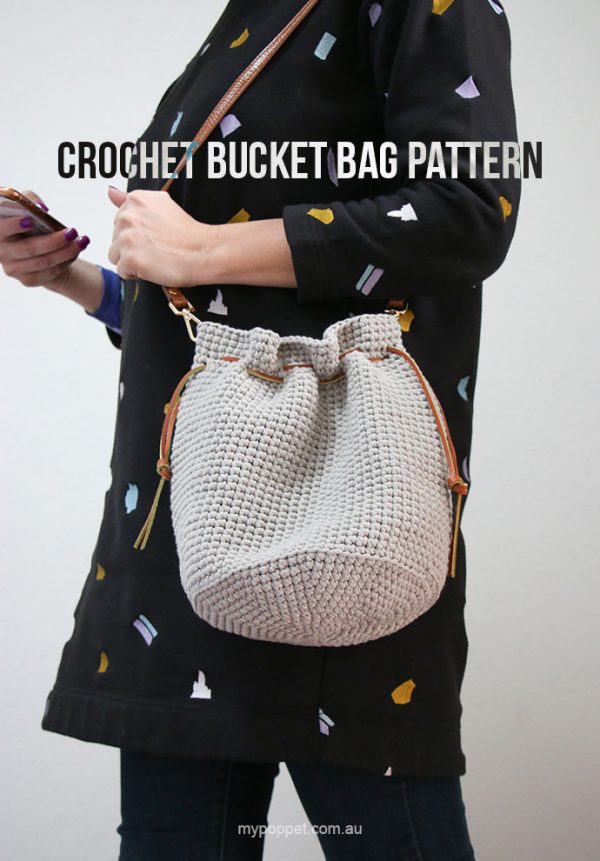 Crochet Pattern Drawstring Bucket Bag My Poppet Makes