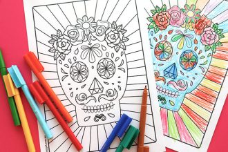 Day of the Dead Halloween Craft: Printable Calavera Coloring Page mypoppet.com.au