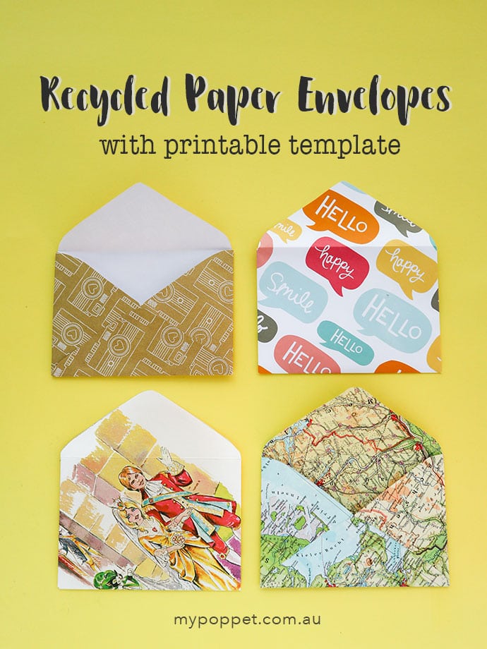 DIY recycled paper envelopes with printable template - mypoppet.com.au