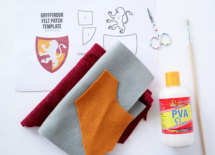 DIY Harry Potter Gryffindor Patch supplies- mypoppet.com.au