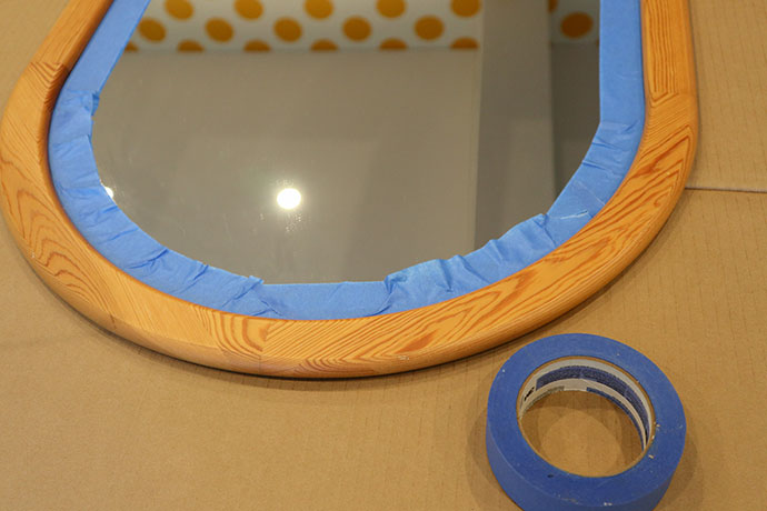 Prepare mirror with painters tape