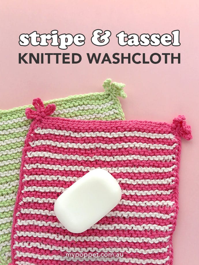 Stripe washcloth knitting pattern - mypoppet.com.au