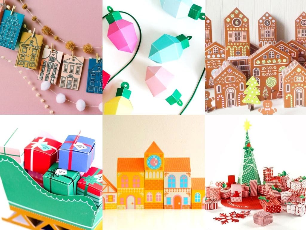 Selection of printbale advent calendars available on etsy