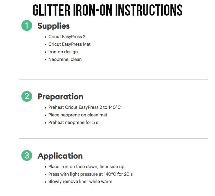 Cricut iron on heat guide