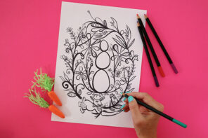 easter colouring page with pencils by Madeleline Stamer