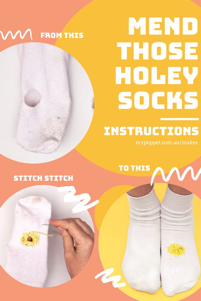 How to darn large holes in socks instructions