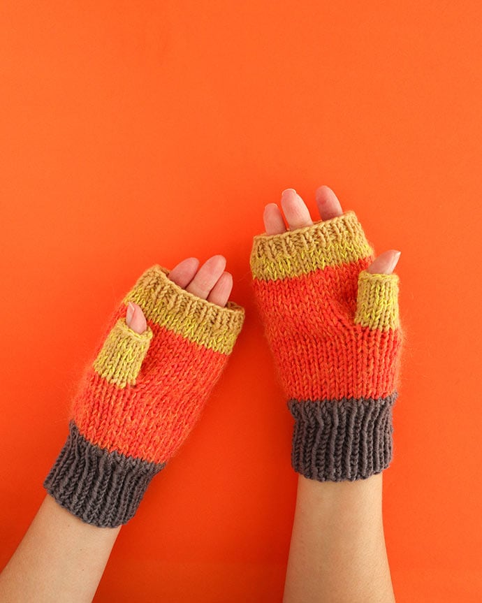 hand knitted fingerless gloves