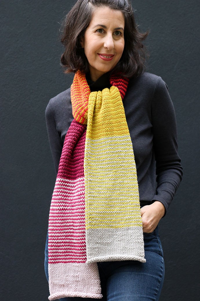 Free knitting pattern for striped scarf