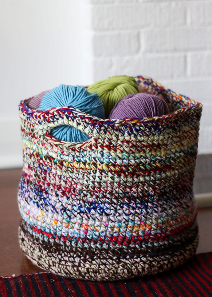 scrap yarn crochet basket pattern