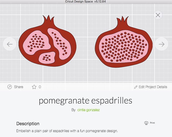 cricut design space pomergranates