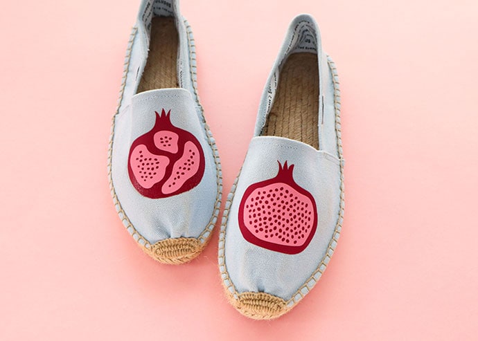 Espadrilles makeover with iron on vinyl - cricut joy project idea