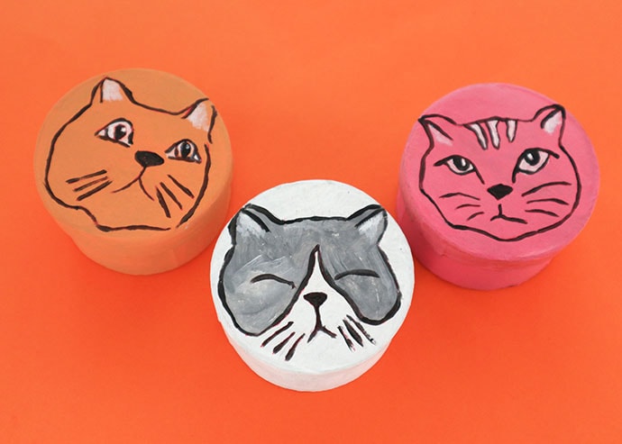 3 cat face round gift box - DIY craft project