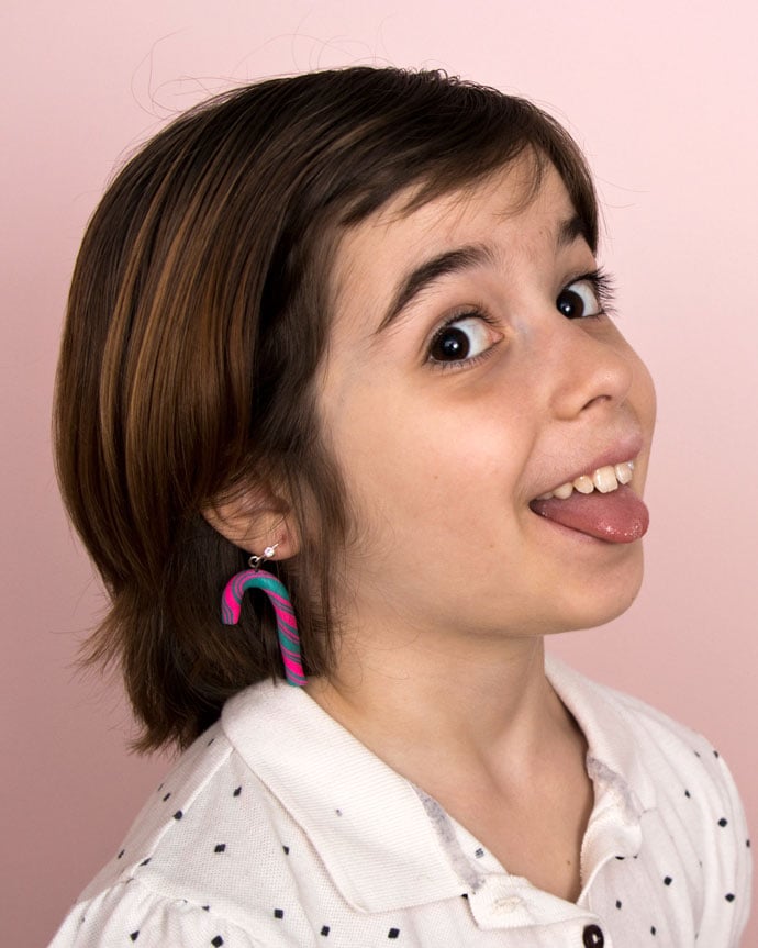 DIY polymer clay candycane earrings