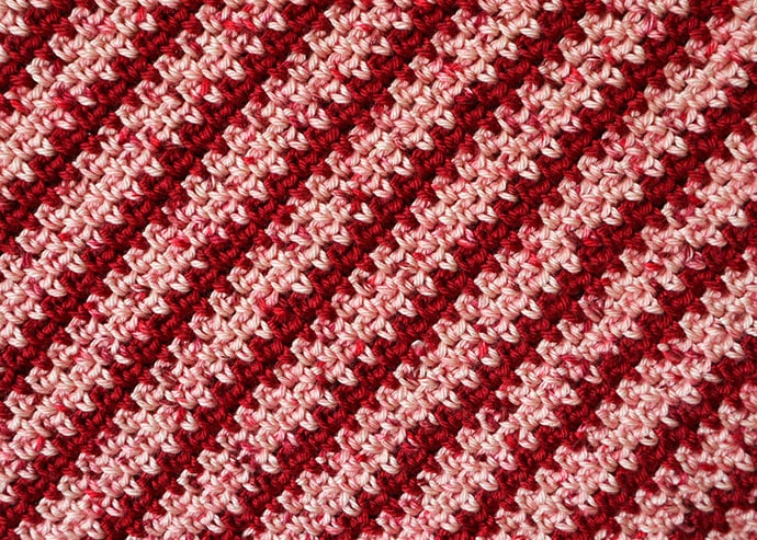 diagonal corner to corner moss stitch crochet