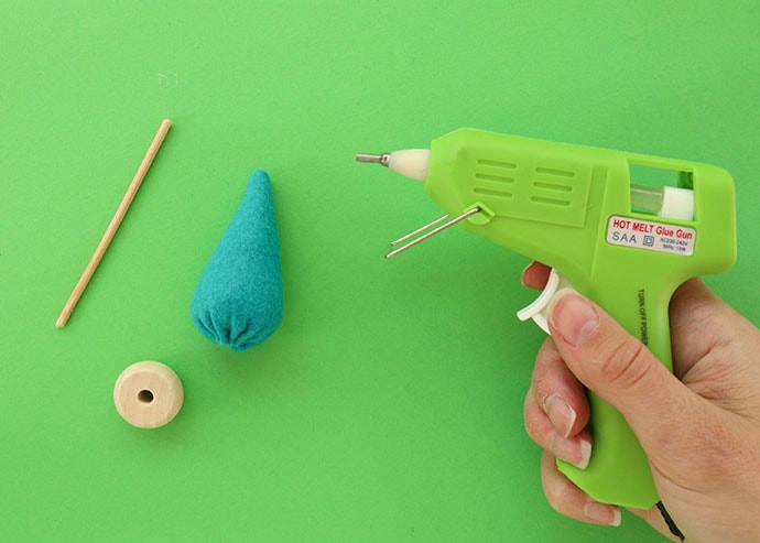 glue gun to make mini felt tree