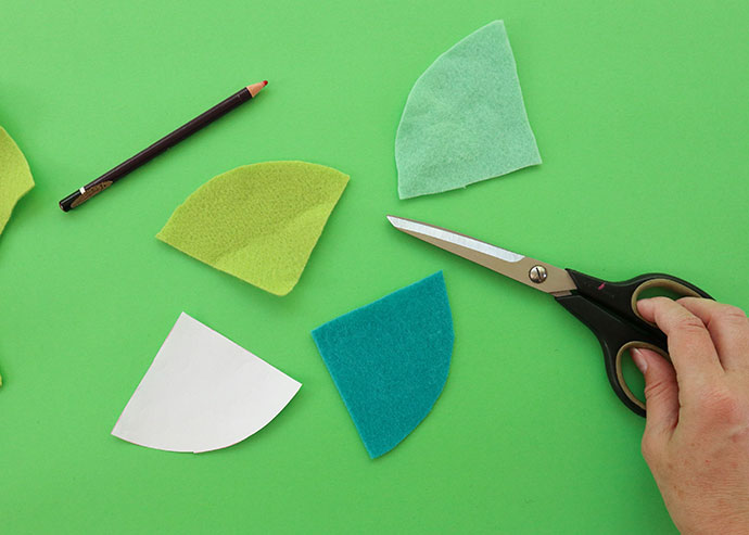 Cutting felt to make mini trees