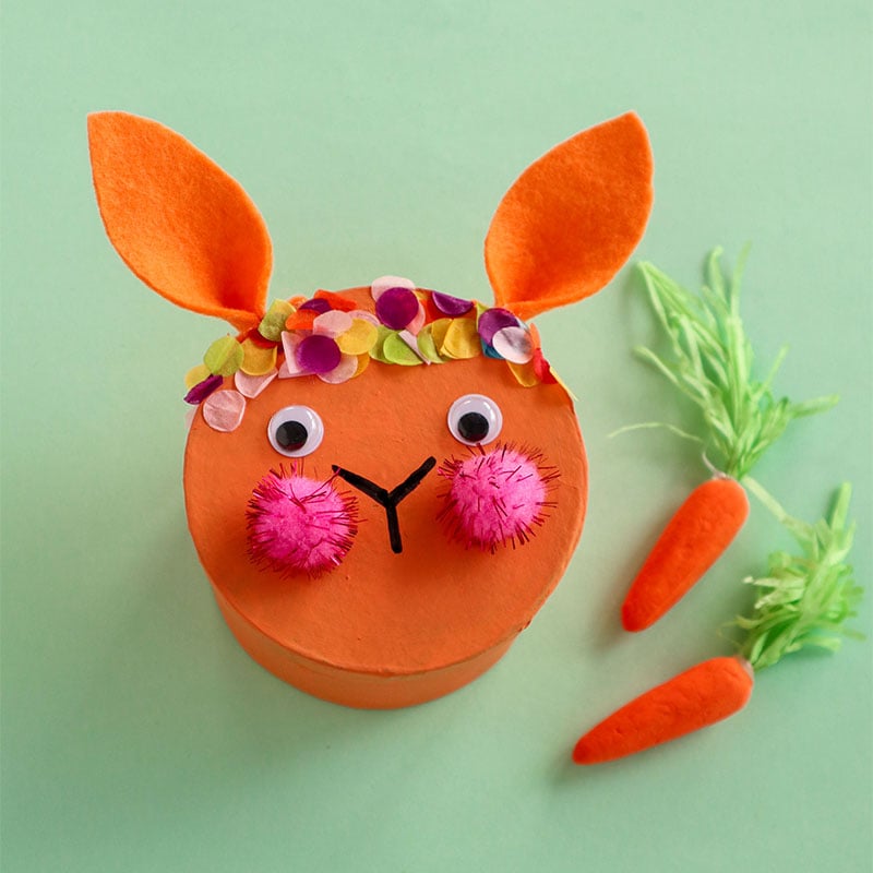 orange easter bunny face gift box craft idea