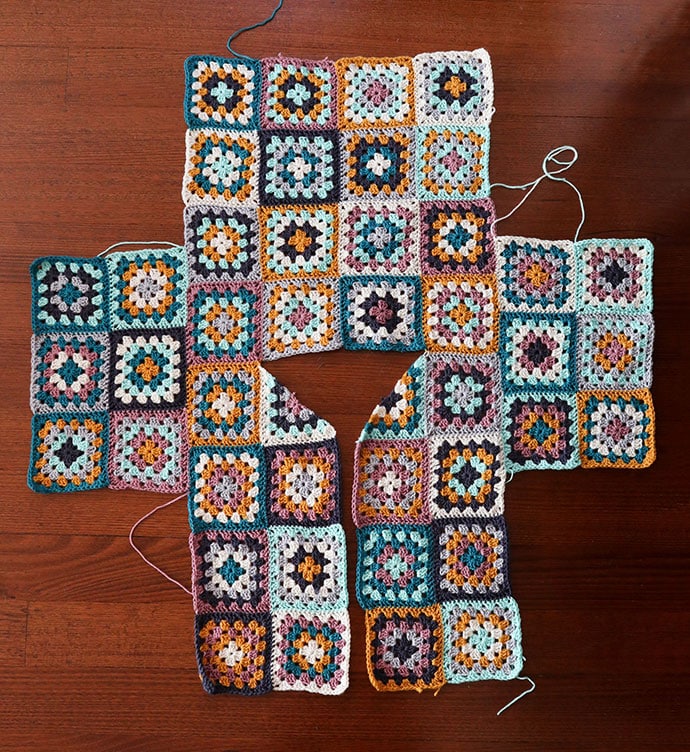 Free handed scrap yarn granny square sweater - I'm so happy with how it  turned out! It's so colorful and soft and beautiful. : r/crochet