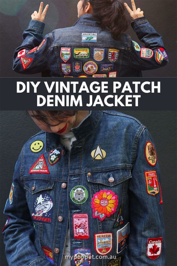 DIY Vintage Patch Denim Jacket Refashion My Poppet Makes