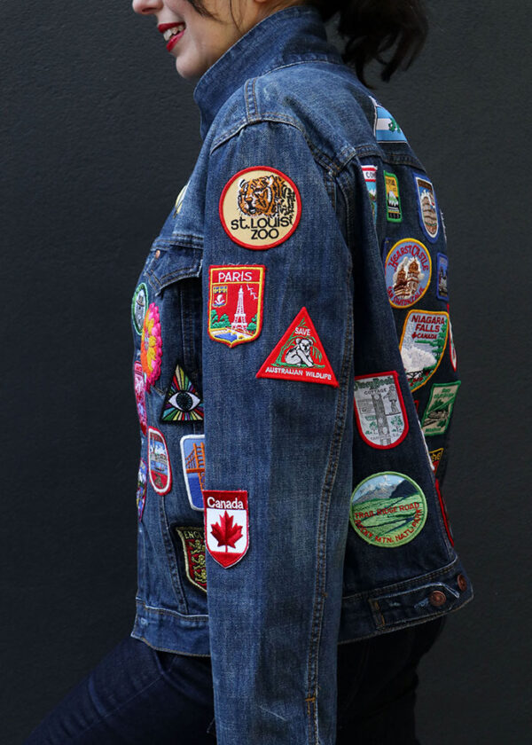 DIY Vintage Patch Denim Jacket Refashion My Poppet Makes