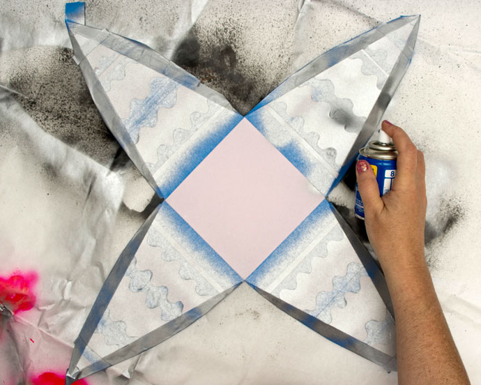 spray paint to decorate sides of how to glue sides of pyramid shape Christmas Tree Gift Box