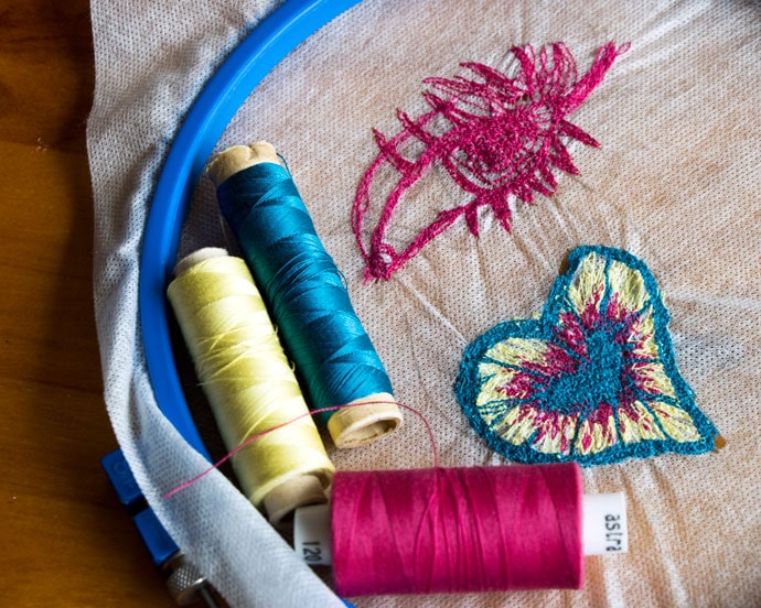 free motion machine embroidery on a hoop