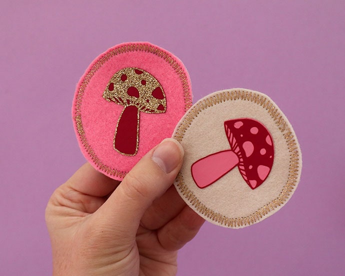 Mushroom Embroidery Patches For Clothes Diy Cute Iron On Towel