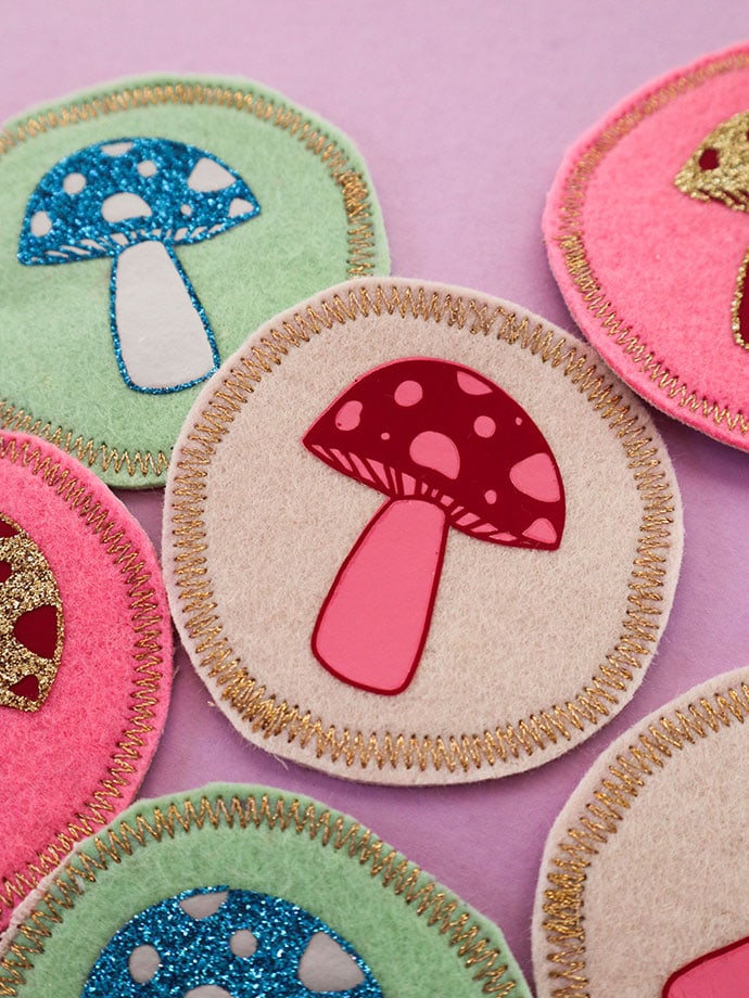 Mushroom Embroidery Patches For Clothes Diy Cute Iron On Towel