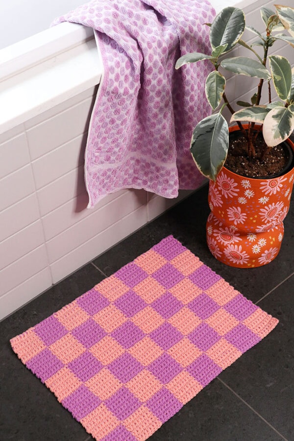 Tapestry Crochet Checkered Bath Mat Pattern My Poppet Makes