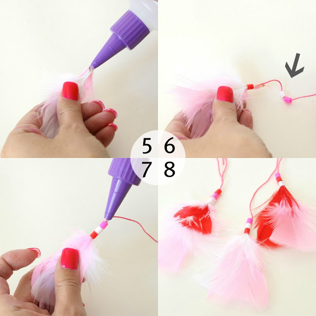 how to make feather tassles step by step picture collage