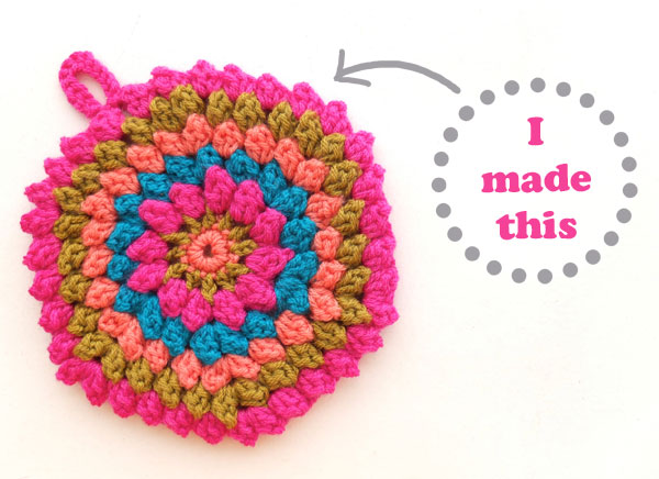 Trivet potholder crochet popcorn stitch