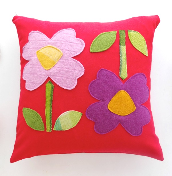 Flower applique cushion 