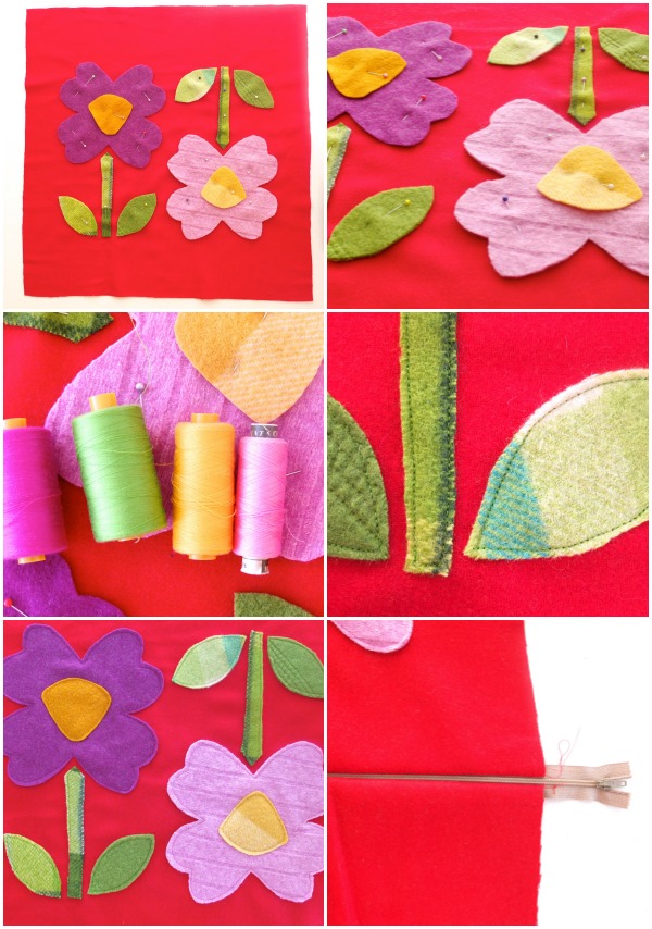 flower cushion applique steps