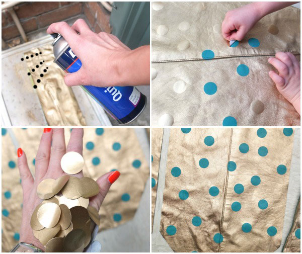 How to paint gold spots on leather tote