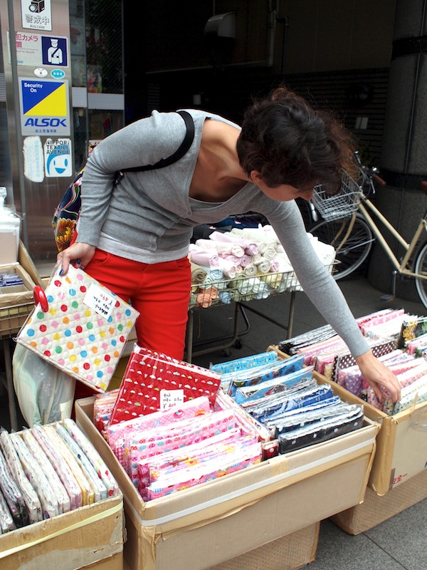 Shopping in fabric town tokyo japan