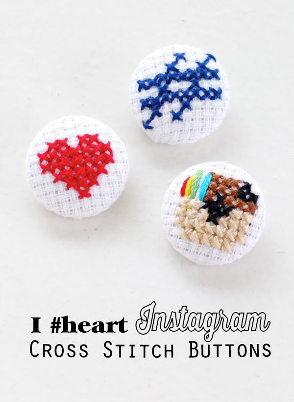 Cross stitch social media instagram selfcovered embroidered buttons