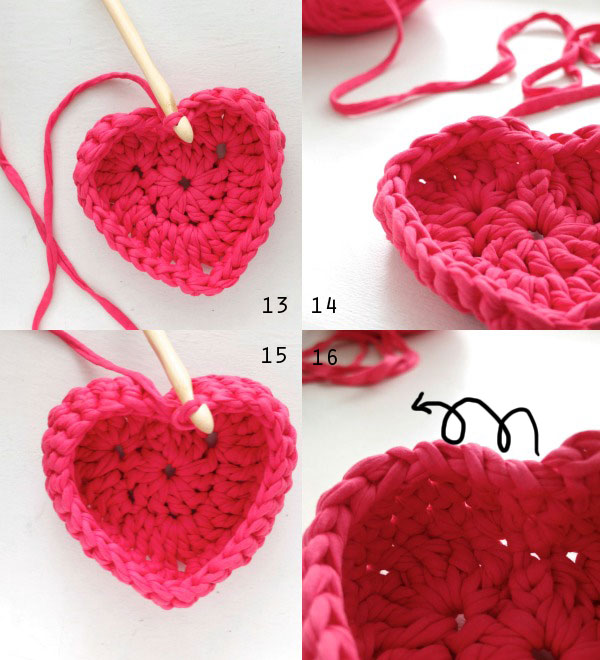 Crochet cheap heart basket