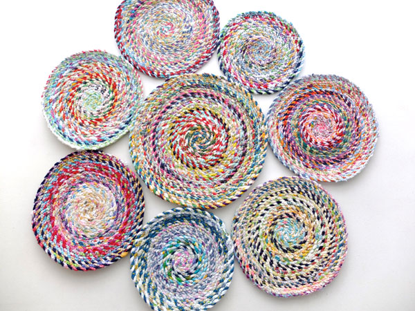 Lay out circles to design your scrap rug