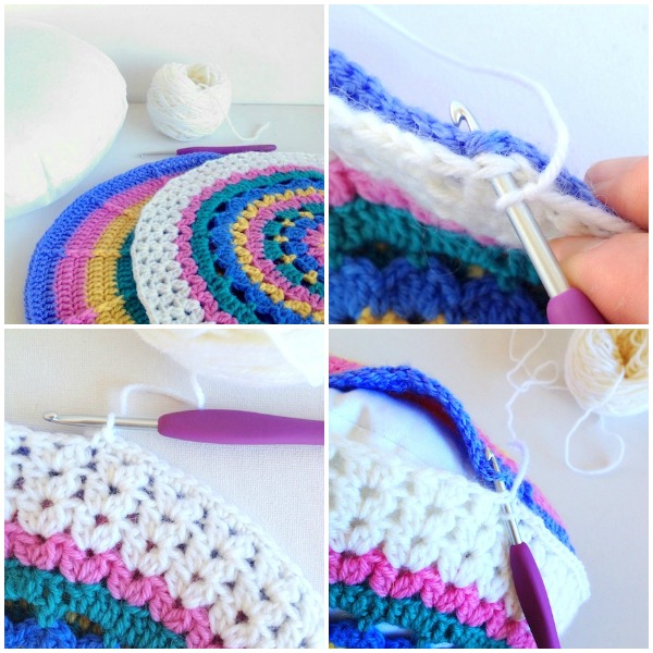 cushion back and front joining crochet 