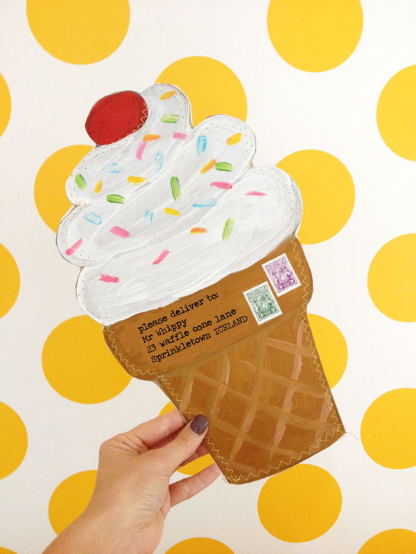 DIY ice cream cone envelope - so much fun to send to pen pals  mypoppet.com.au