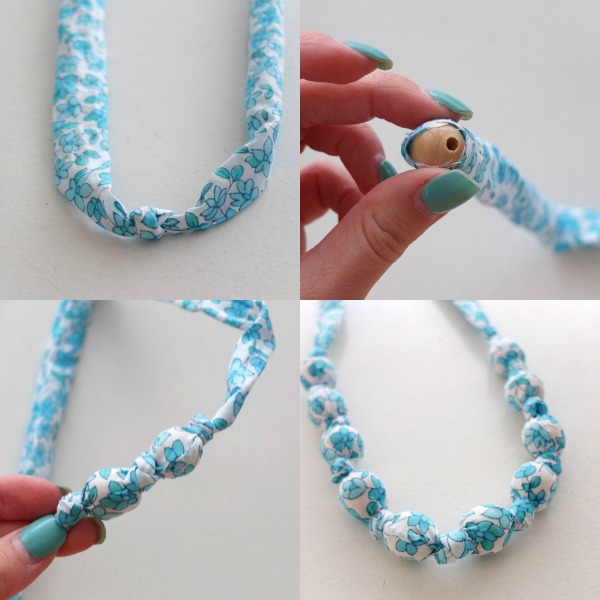 Fabric Covered bead necklace DIY instructions mypoppet.com.au