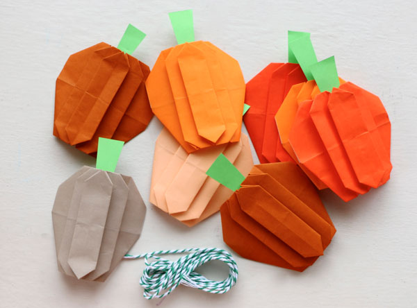 origami pumpkin garland supplies