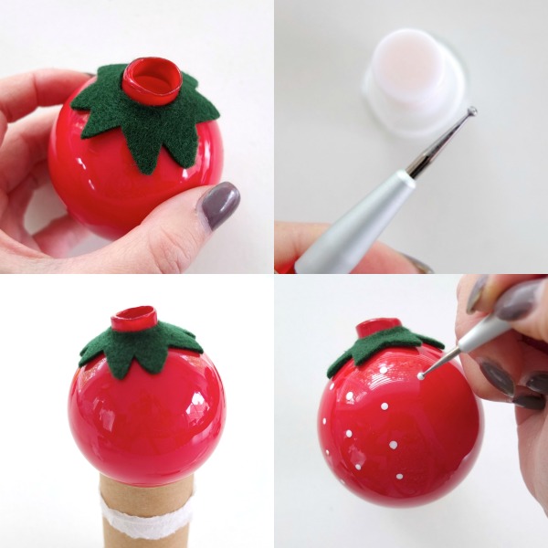 Make a strawberry christmas bauble mypoppet.com.au